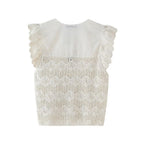 Women's Clothing Laminated Decoration Patchwork Knitting Romantic Top