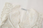 Women's Clothing Laminated Decoration Patchwork Knitting Romantic Top