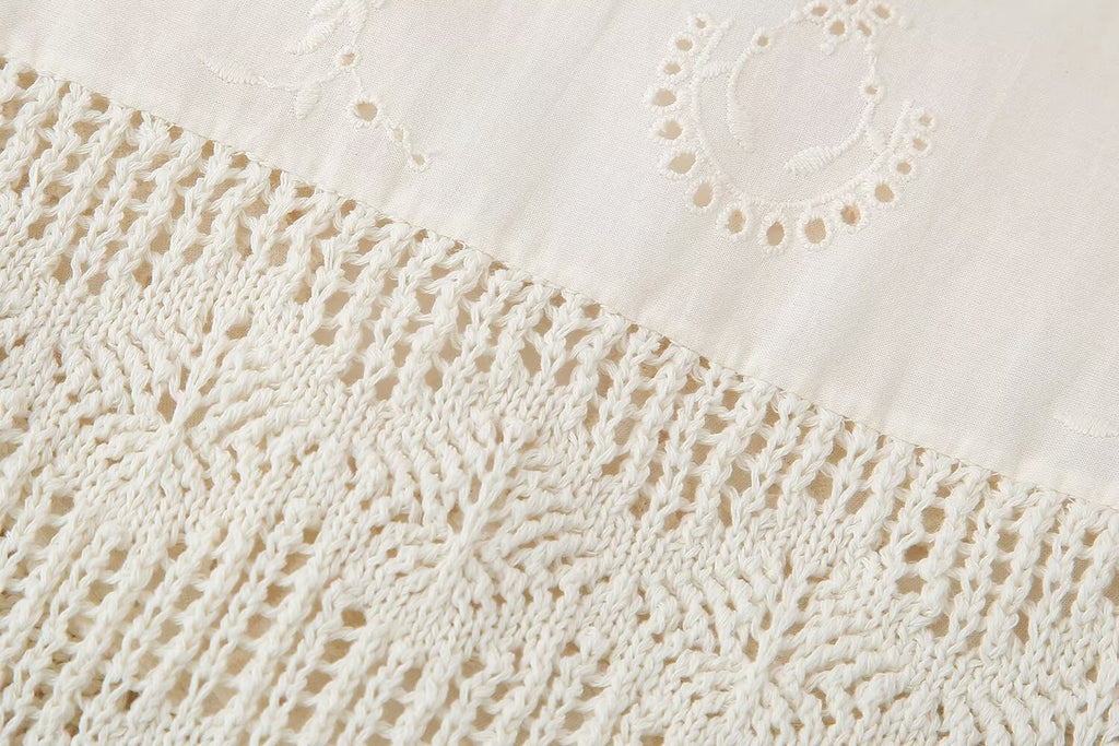 Women's Clothing Laminated Decoration Patchwork Knitting Romantic Top