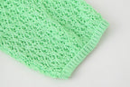 Women Clothing Summer Jacquard Mesh Loose Polo Collar Knitwear