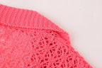 Women Clothing Summer Jacquard Mesh Loose Polo Collar Knitwear
