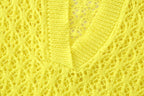 Women Clothing Summer Jacquard Mesh Loose Polo Collar Knitwear