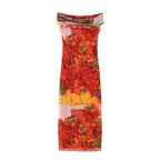Women's Off-Shoulder Printed Split Sleeveless Dress