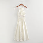 Women's Satin Cutout Waist Summer Dress