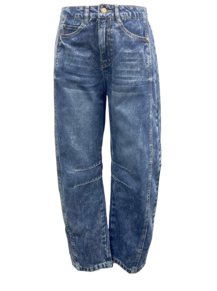 Wide Leg Loose Jeans Women Mid Low Waist Washed Denim