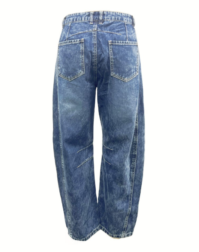 Wide Leg Loose Jeans Women Mid Low Waist Washed Denim