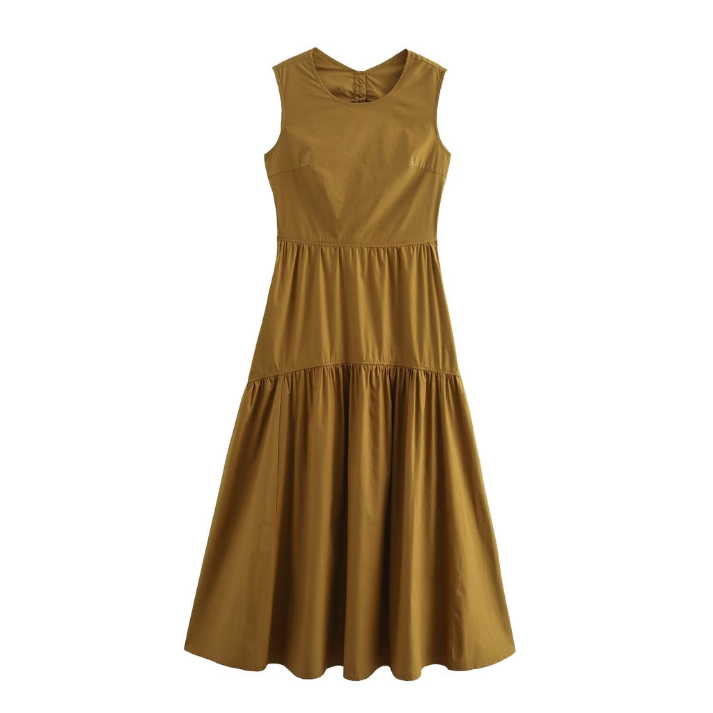 Back-Cutout Pleated Waist Dress