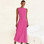 Women's Design Knitted Crew Neck Sleeveless Retro A Line Dress