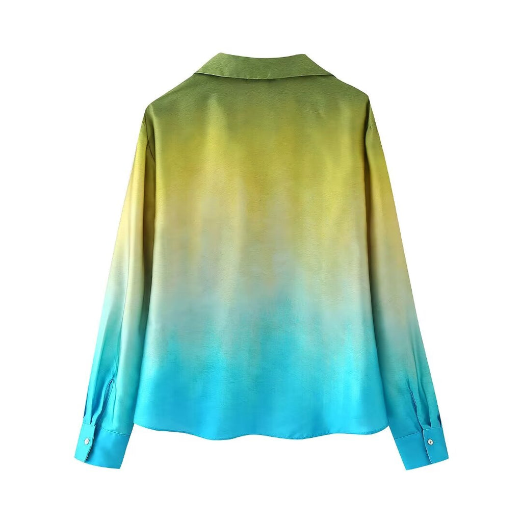 Women's Summer Women's Tie Dyed Silk Satin Texture Shirt Pants