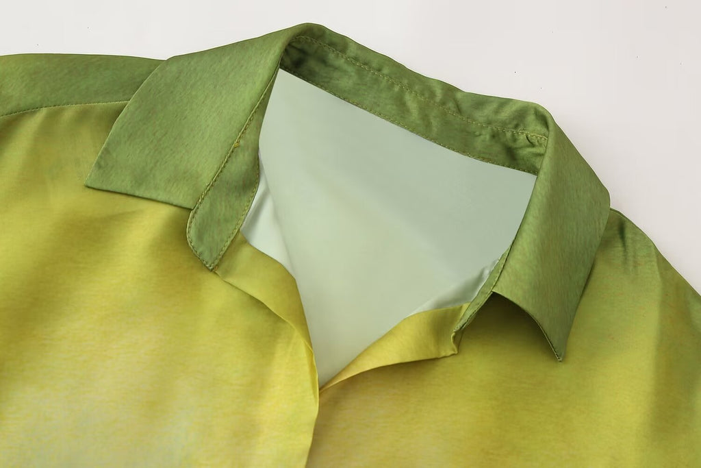Women's Summer Women's Tie Dyed Silk Satin Texture Shirt Pants