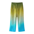 Women's Summer Women's Tie Dyed Silk Satin Texture Shirt Pants