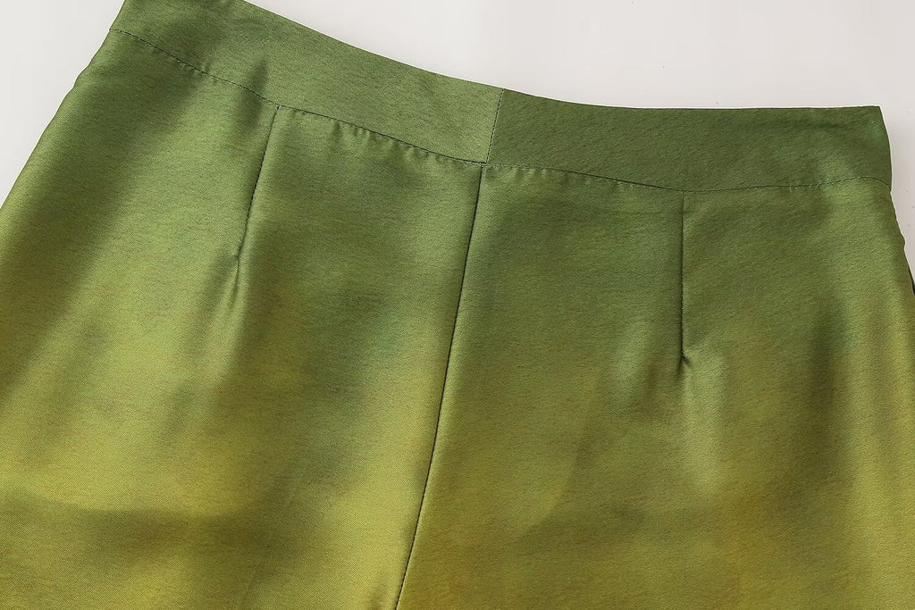 Women's Summer Women's Tie Dyed Silk Satin Texture Shirt Pants