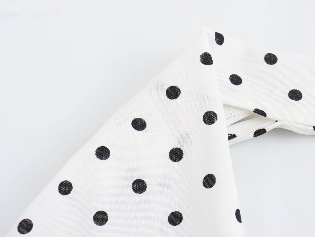 Halter Deep-V Collar Polka-Dot Strap Lace-Up Dress
