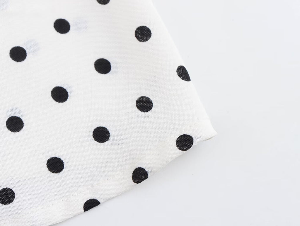 Halter Deep-V Collar Polka-Dot Strap Lace-Up Dress