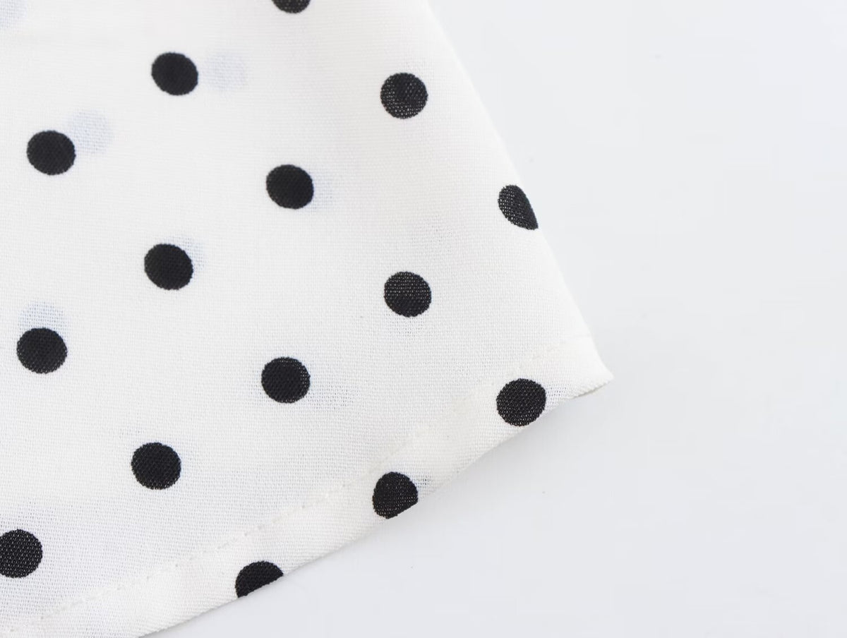 Halter Deep-V Collar Polka-Dot Strap Lace-Up Dress