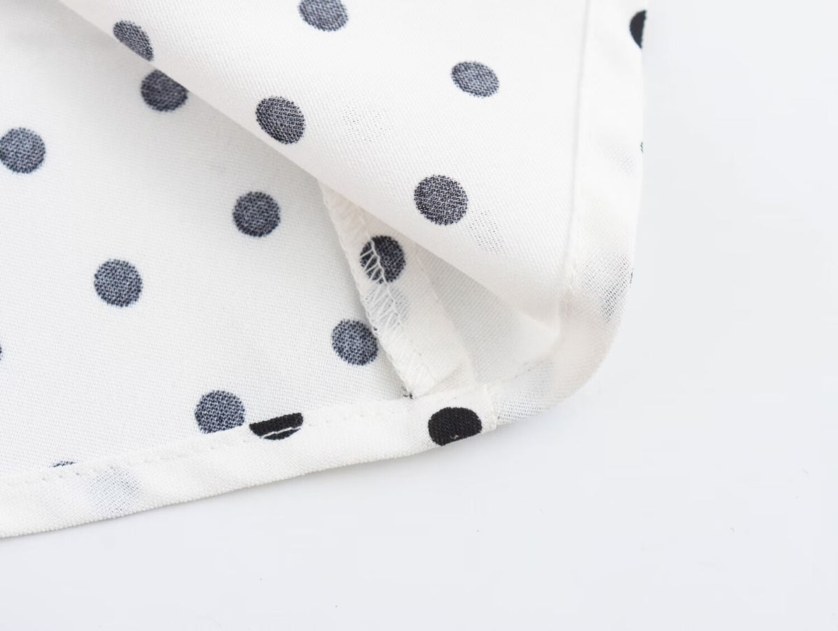 Halter Deep-V Collar Polka-Dot Strap Lace-Up Dress