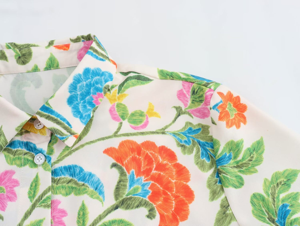 Summer Printed Casual Shirt Printed Trousers Sets