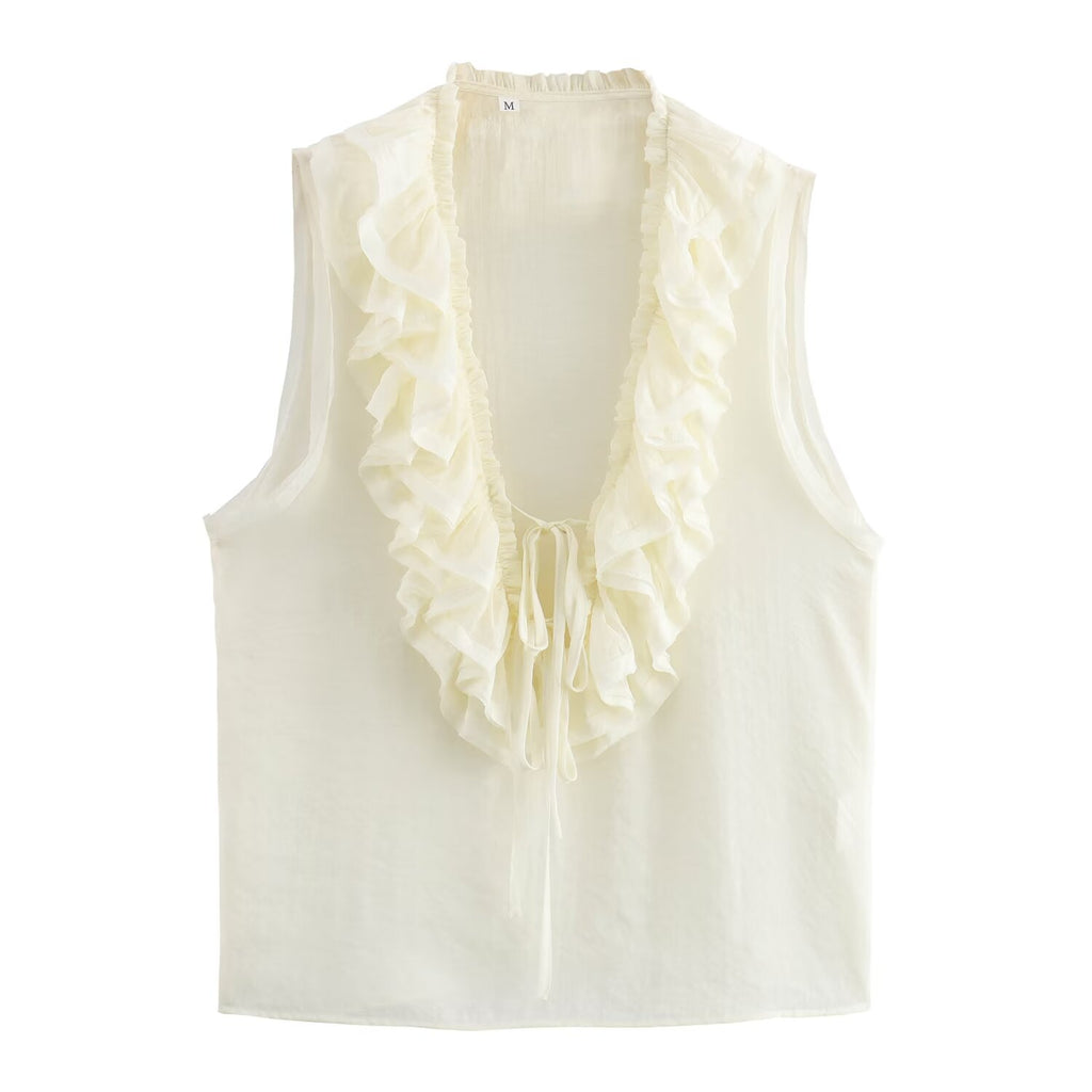 Women's Lace-Up Sleeveless V-Neck Top