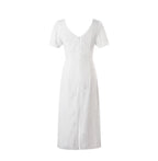 Women's Embroidered Tie-Waist A-Line Midi Dress