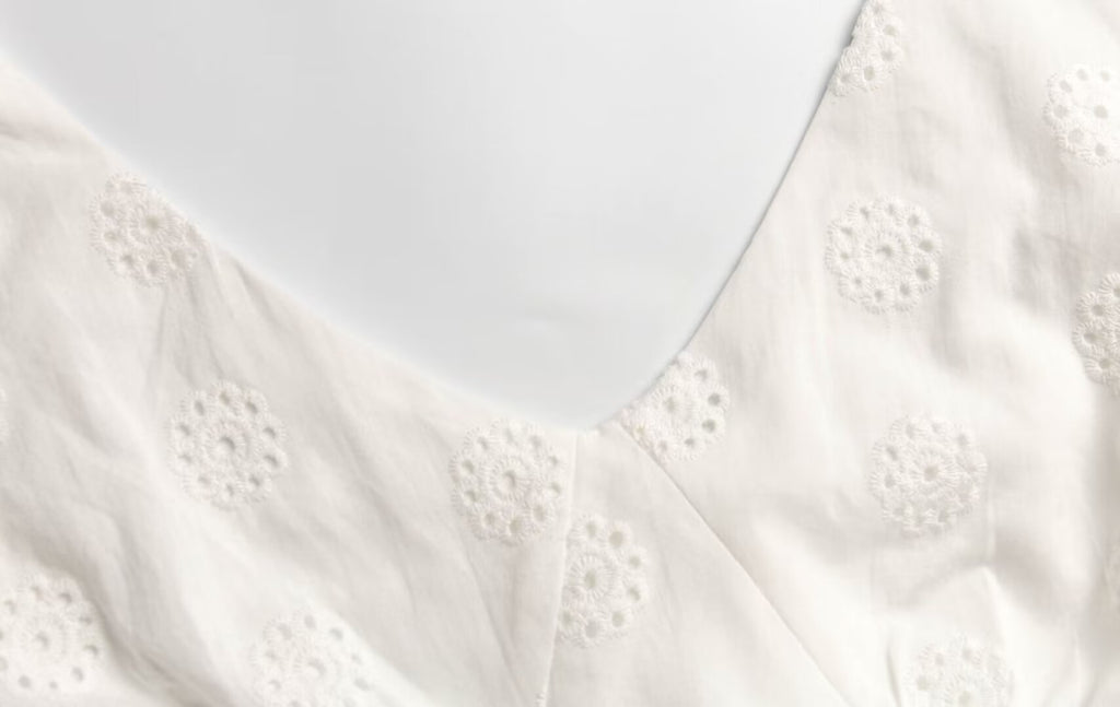 Women's Embroidered Tie-Waist A-Line Midi Dress