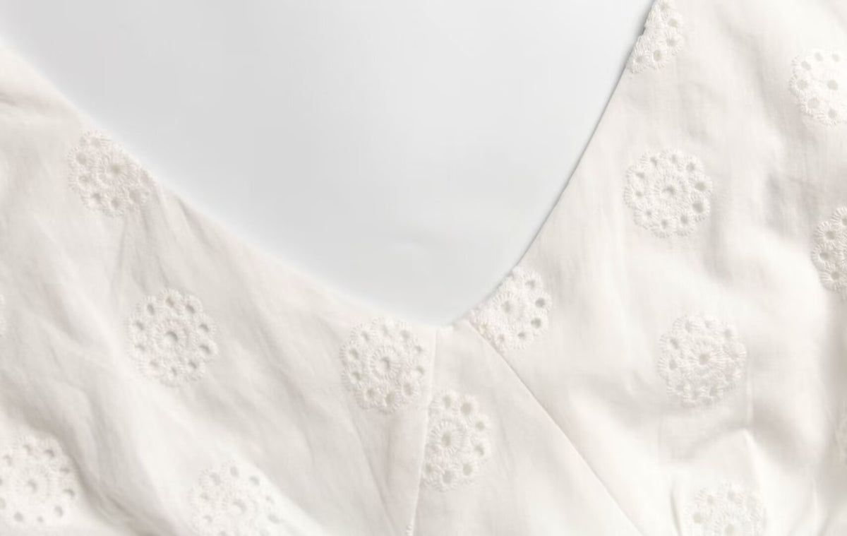 Women's Embroidered Tie-Waist A-Line Midi Dress