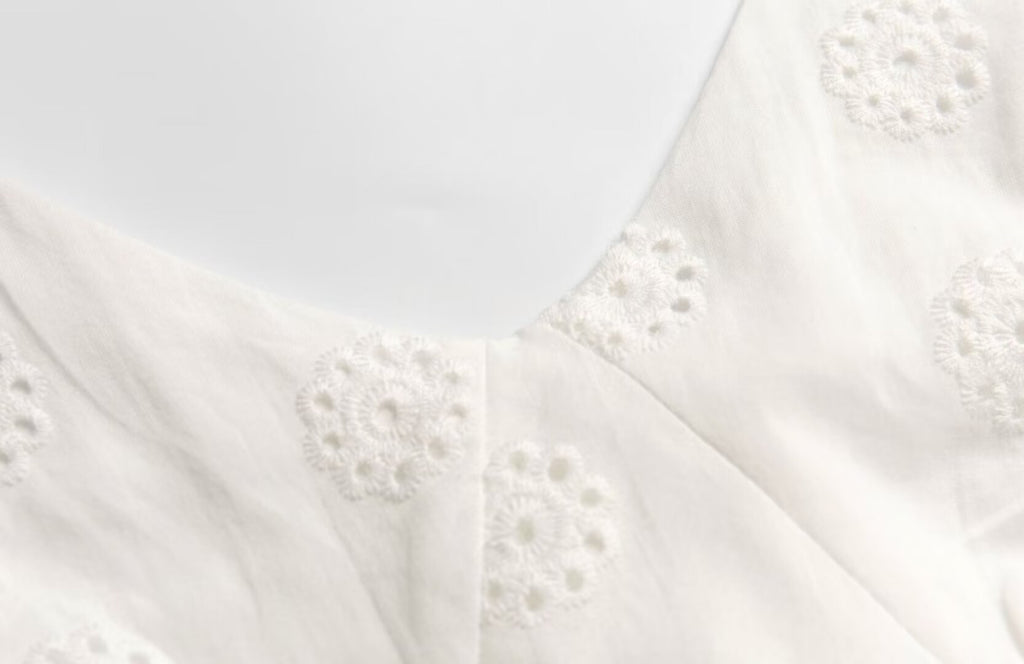Women's Embroidered Tie-Waist A-Line Midi Dress