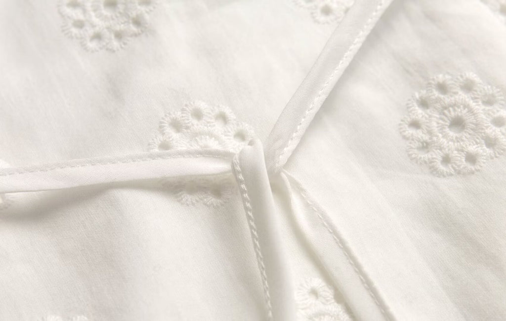 Women's Embroidered Tie-Waist A-Line Midi Dress