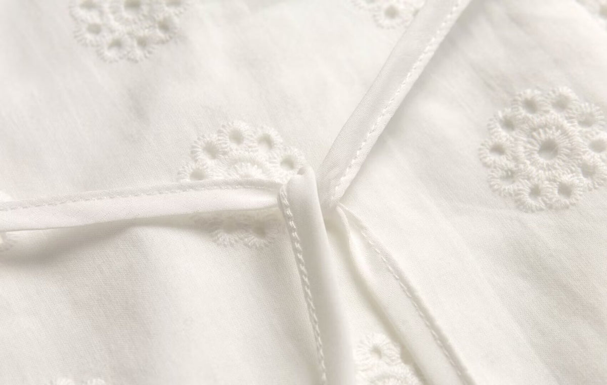 Women's Embroidered Tie-Waist A-Line Midi Dress