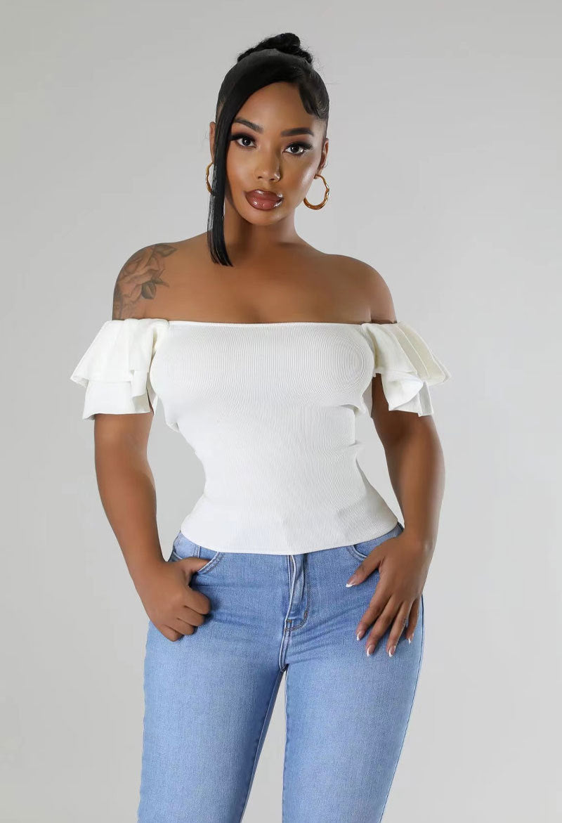 Women’s Nacarat Ruffle Butterfly Sleeve Top