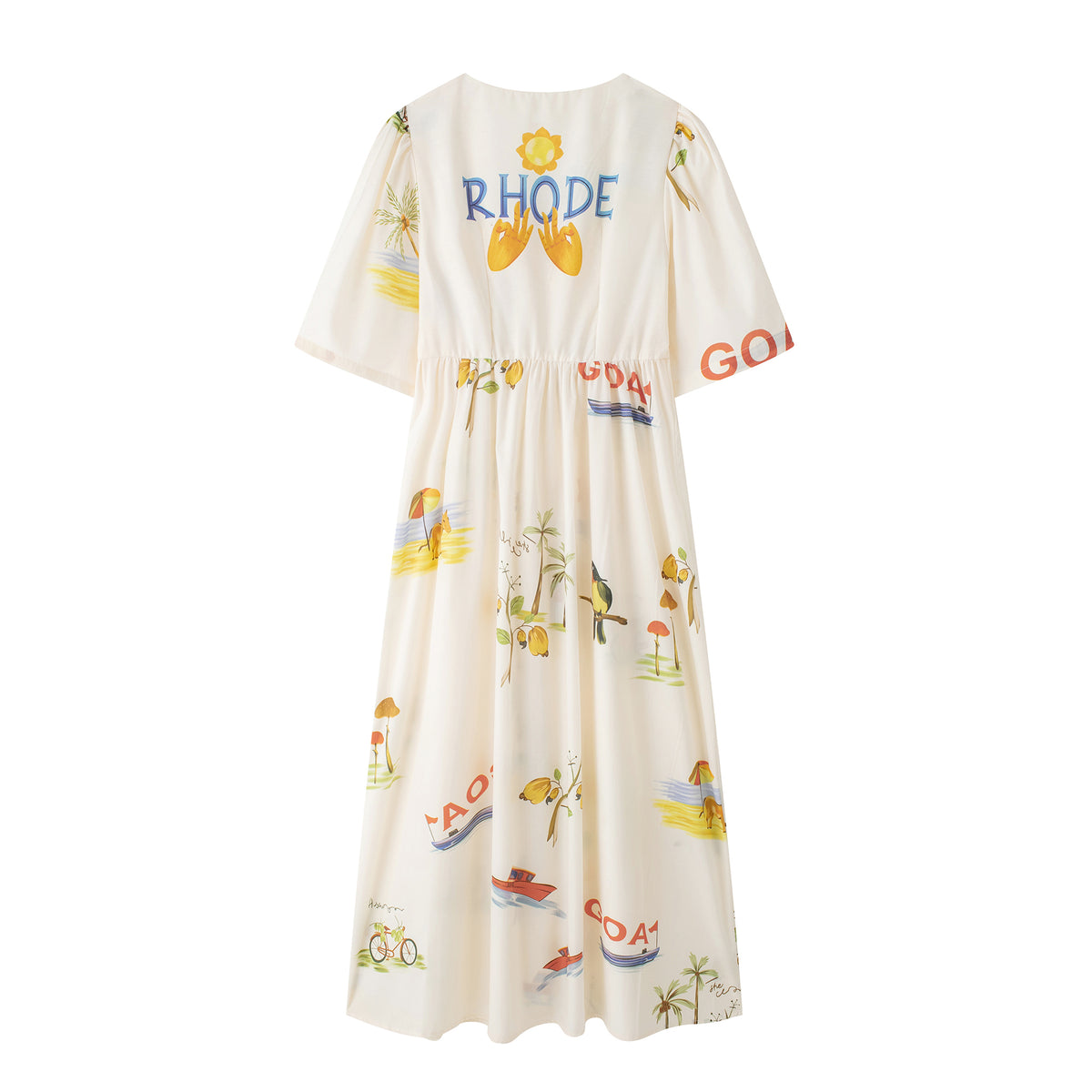 Printed V-Neck Cute Short Sleeve Loose Dress Spring Summer