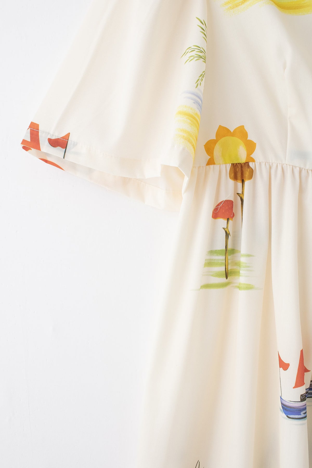 Printed V-Neck Cute Short Sleeve Loose Dress Spring Summer