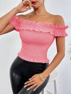 Women's Off-Shoulder Ruched Crop Top