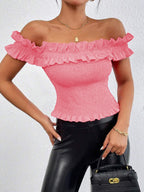 Women's Off-Shoulder Ruched Crop Top