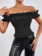 Women's Off-Shoulder Ruched Crop Top