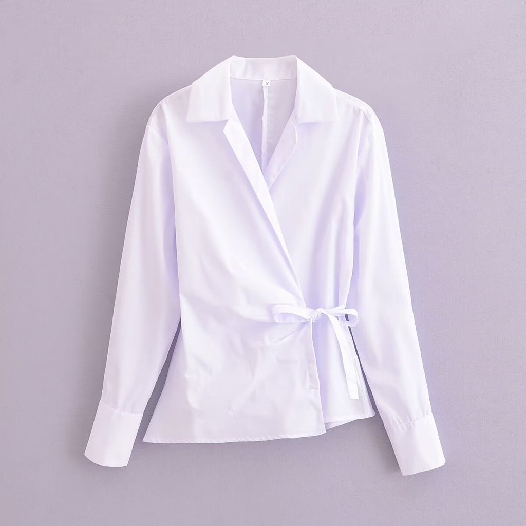 Women's Summer Women Clothing French Design V Neck Long Sleeve Shirt