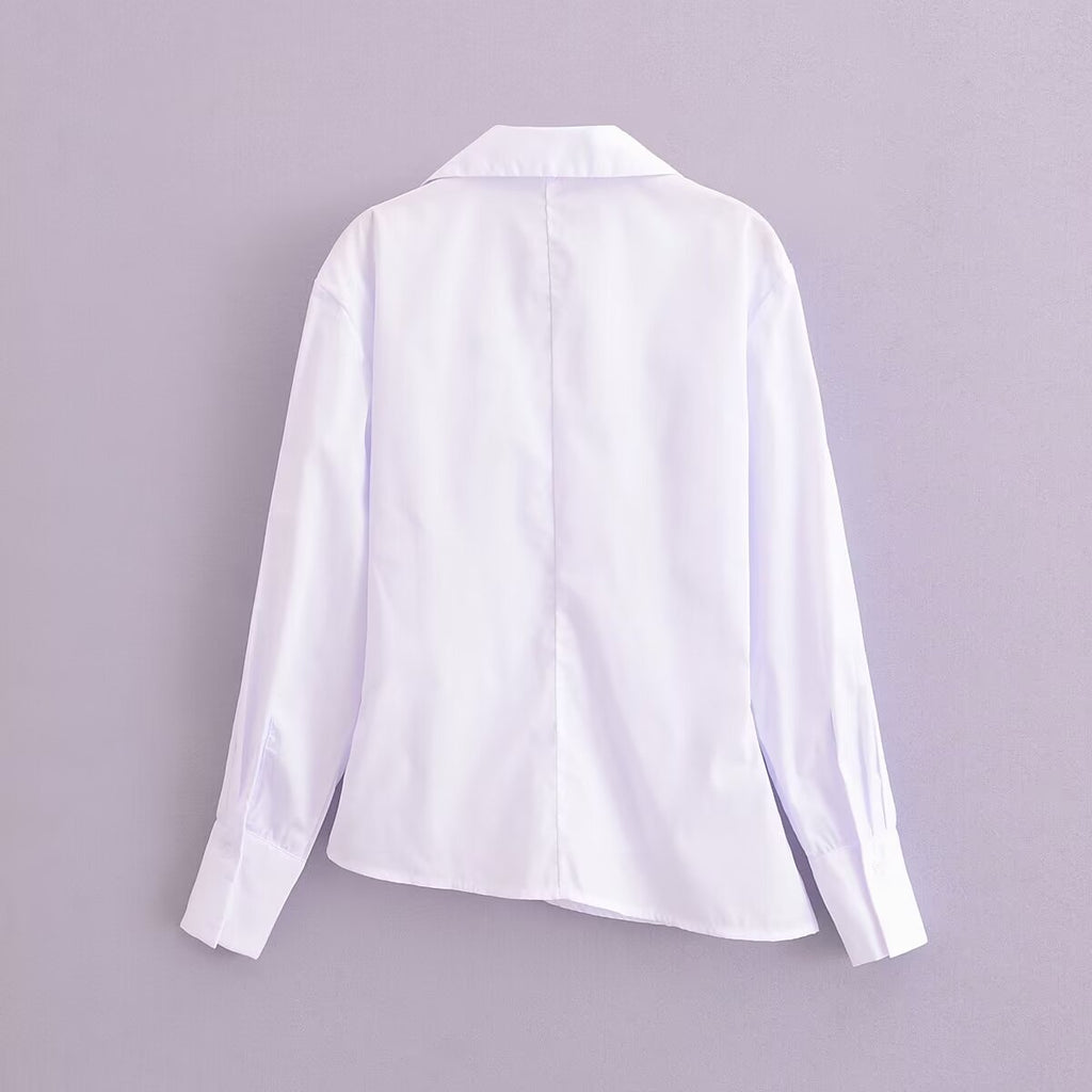 Women's Summer Women Clothing French Design V Neck Long Sleeve Shirt