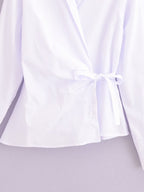 Women's Summer Women Clothing French Design V Neck Long Sleeve Shirt