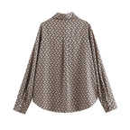 Women's Summer Clothing Fashionable Simple Printed Long-Sleeve Shirt Casual Trousers Suit