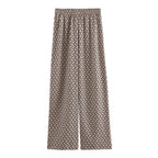 Women's Summer Clothing Fashionable Simple Printed Long-Sleeve Shirt Casual Trousers Suit
