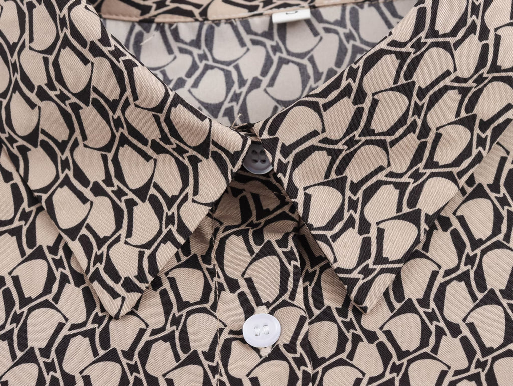 Women's Summer Clothing Fashionable Simple Printed Long-Sleeve Shirt Casual Trousers Suit