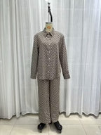 Women's Summer Clothing Fashionable Simple Printed Long-Sleeve Shirt Casual Trousers Suit