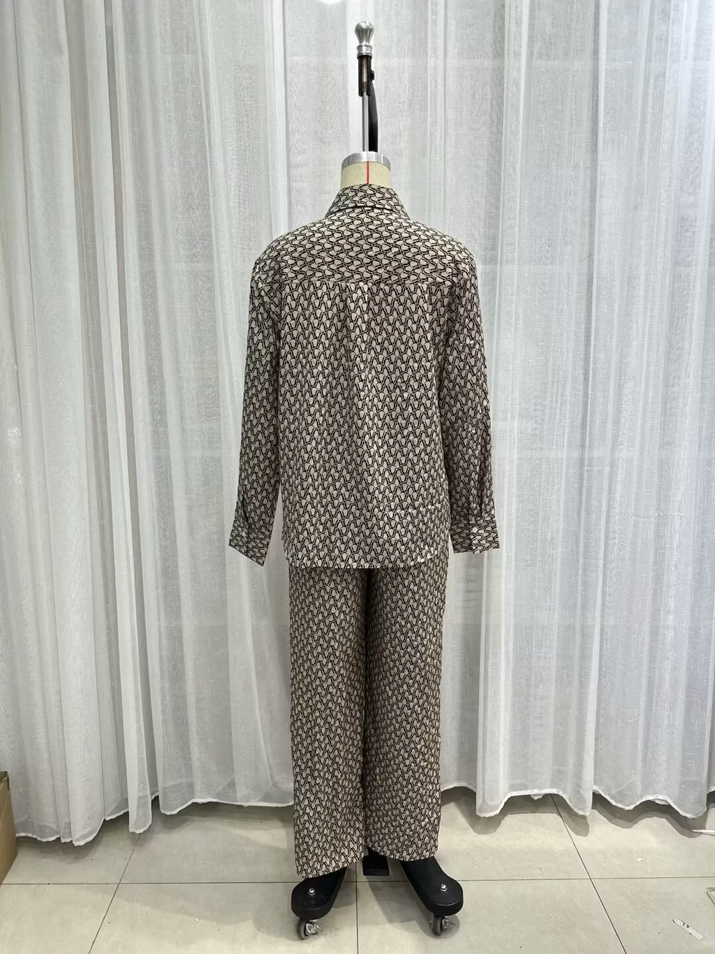 Women's Summer Clothing Fashionable Simple Printed Long-Sleeve Shirt Casual Trousers Suit