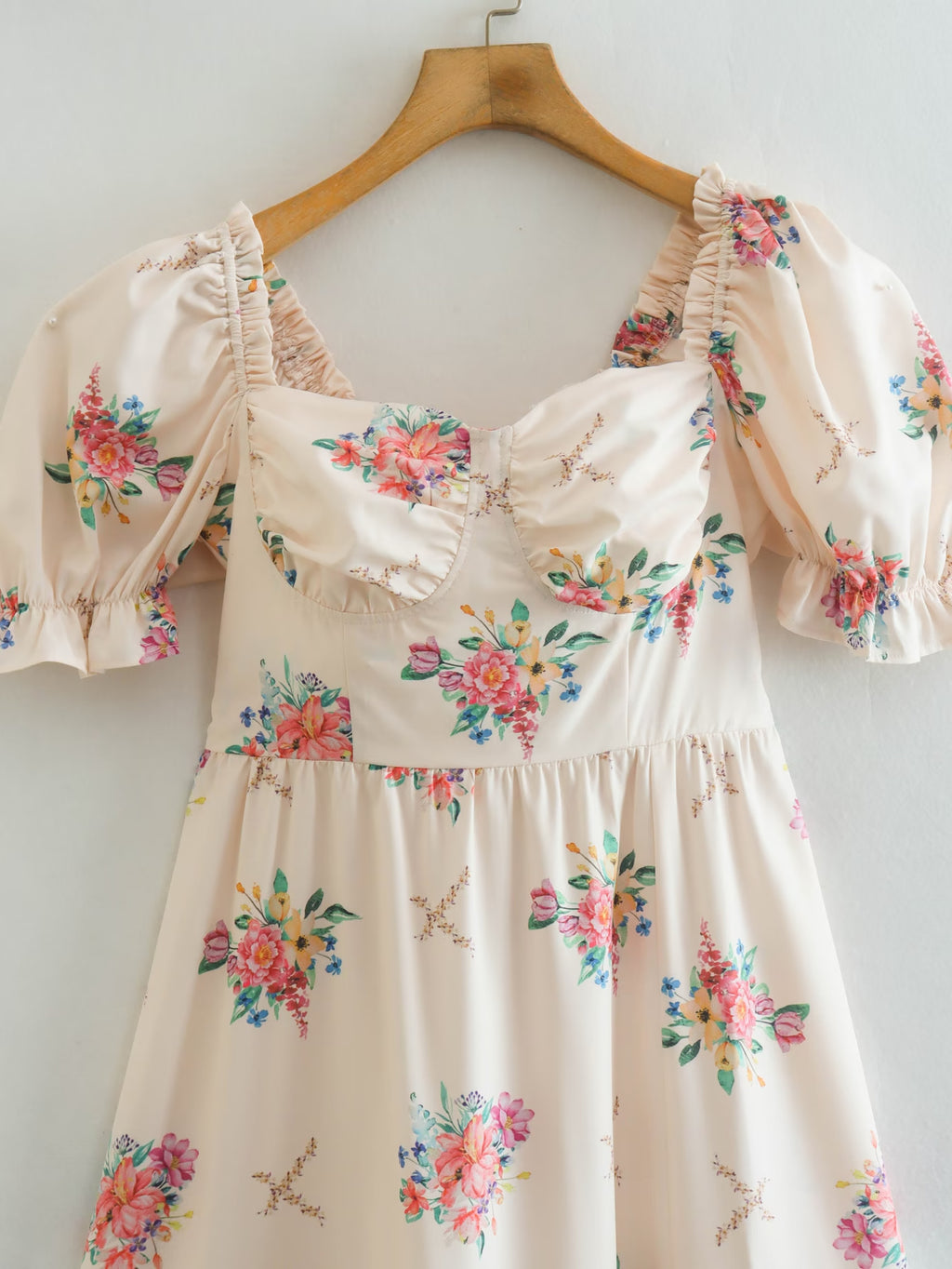 Women's Square-Neck Floral Backless Ruffle Midi Dress
