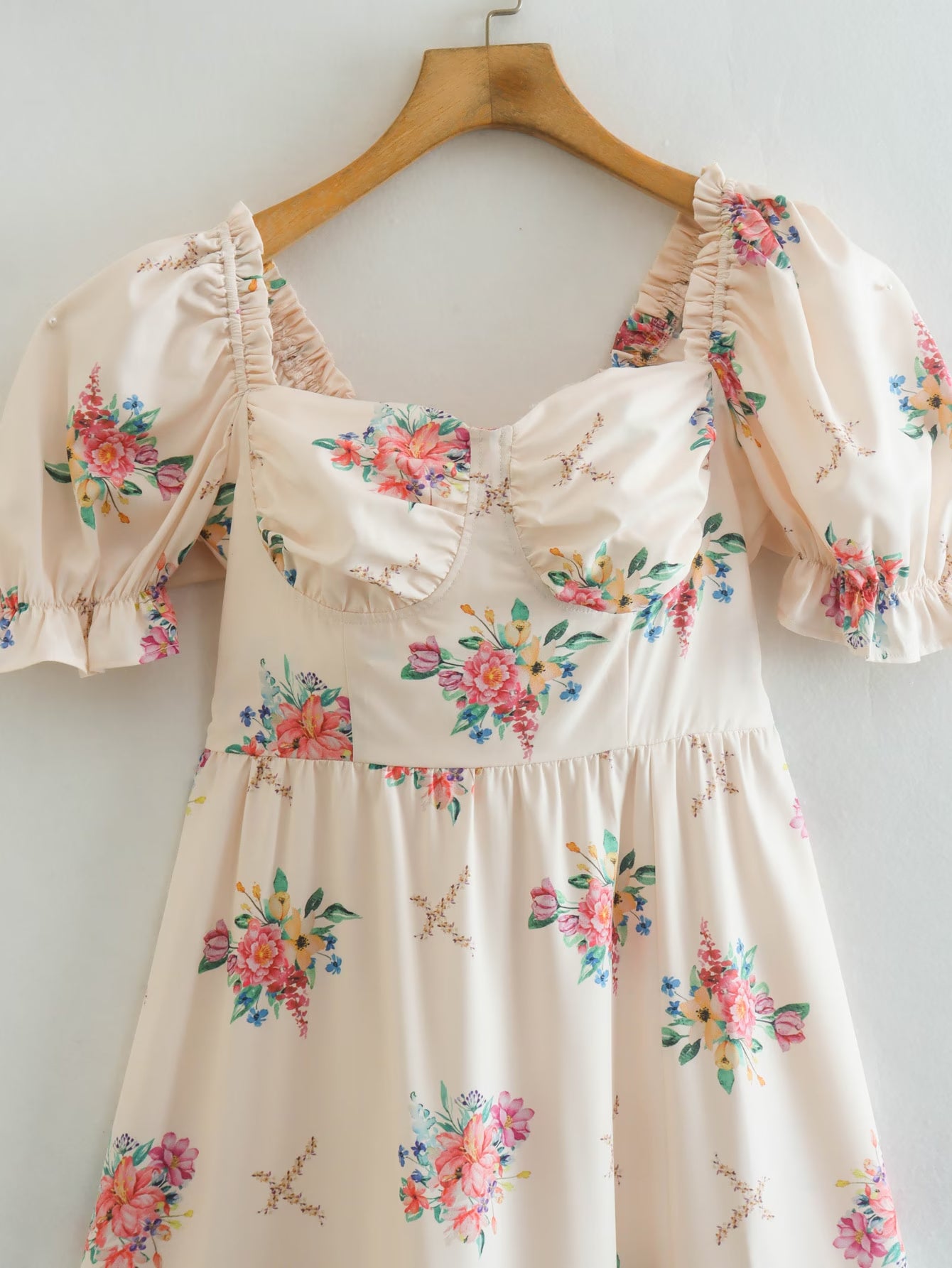 Women's Square-Neck Floral Backless Ruffle Midi Dress