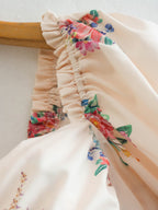 Women's Square-Neck Floral Backless Ruffle Midi Dress