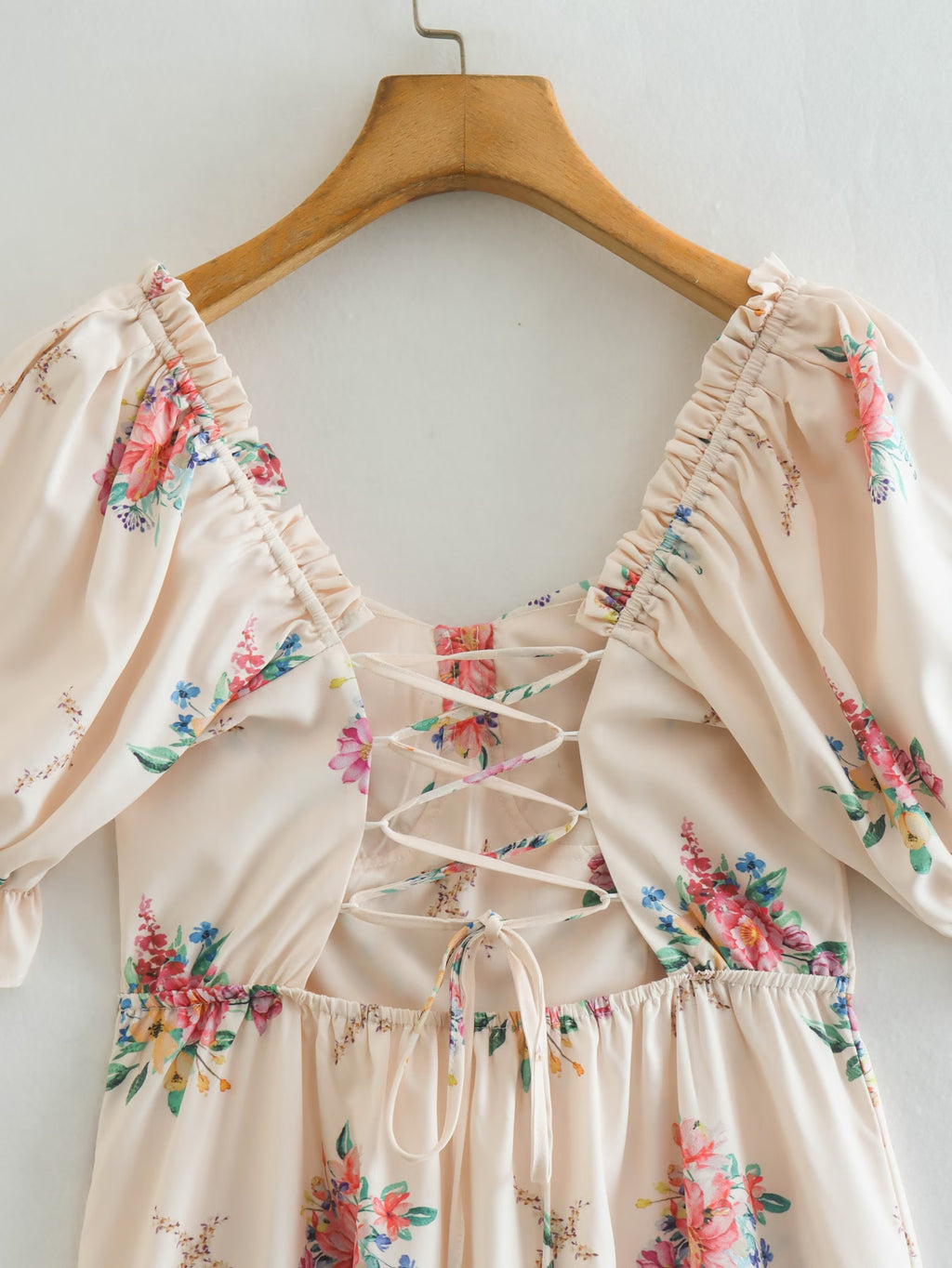 Women's Square-Neck Floral Backless Ruffle Midi Dress