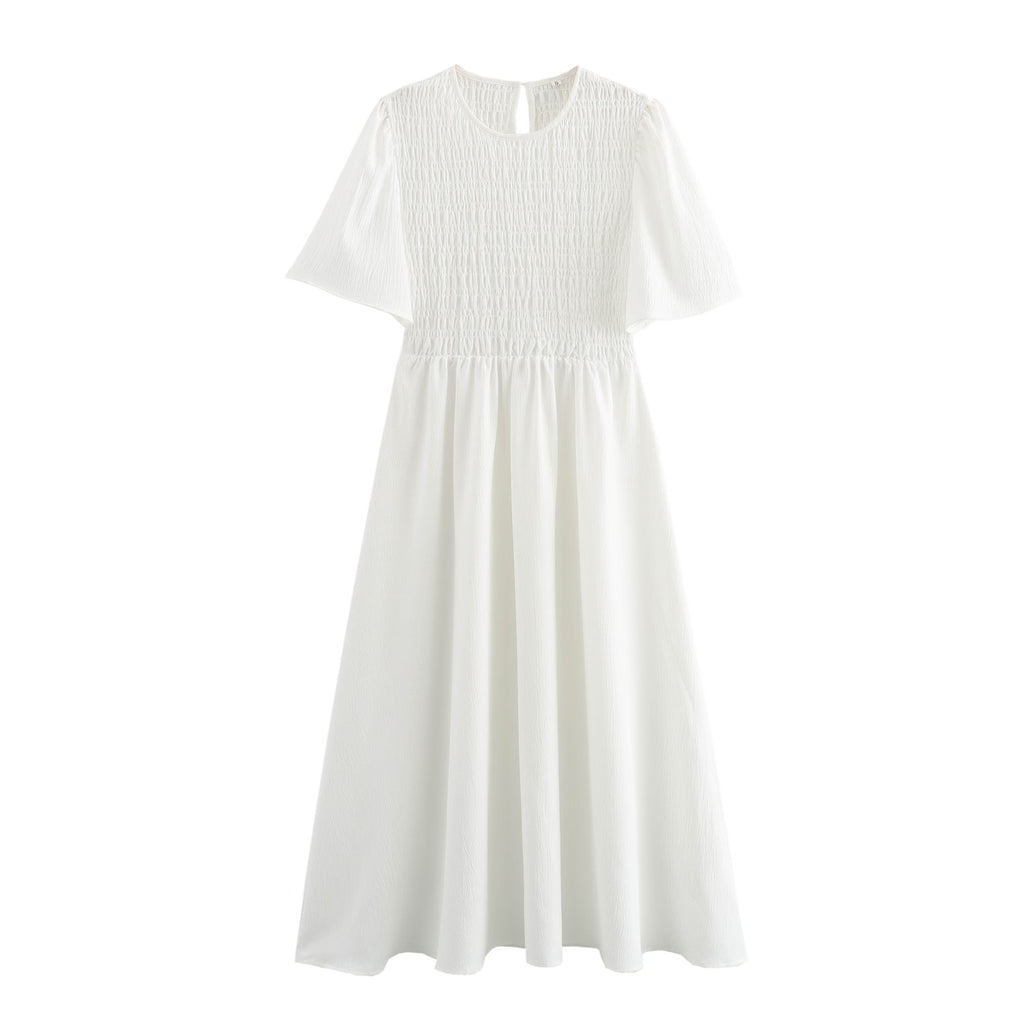 Simple Short Sleeves Print Dress