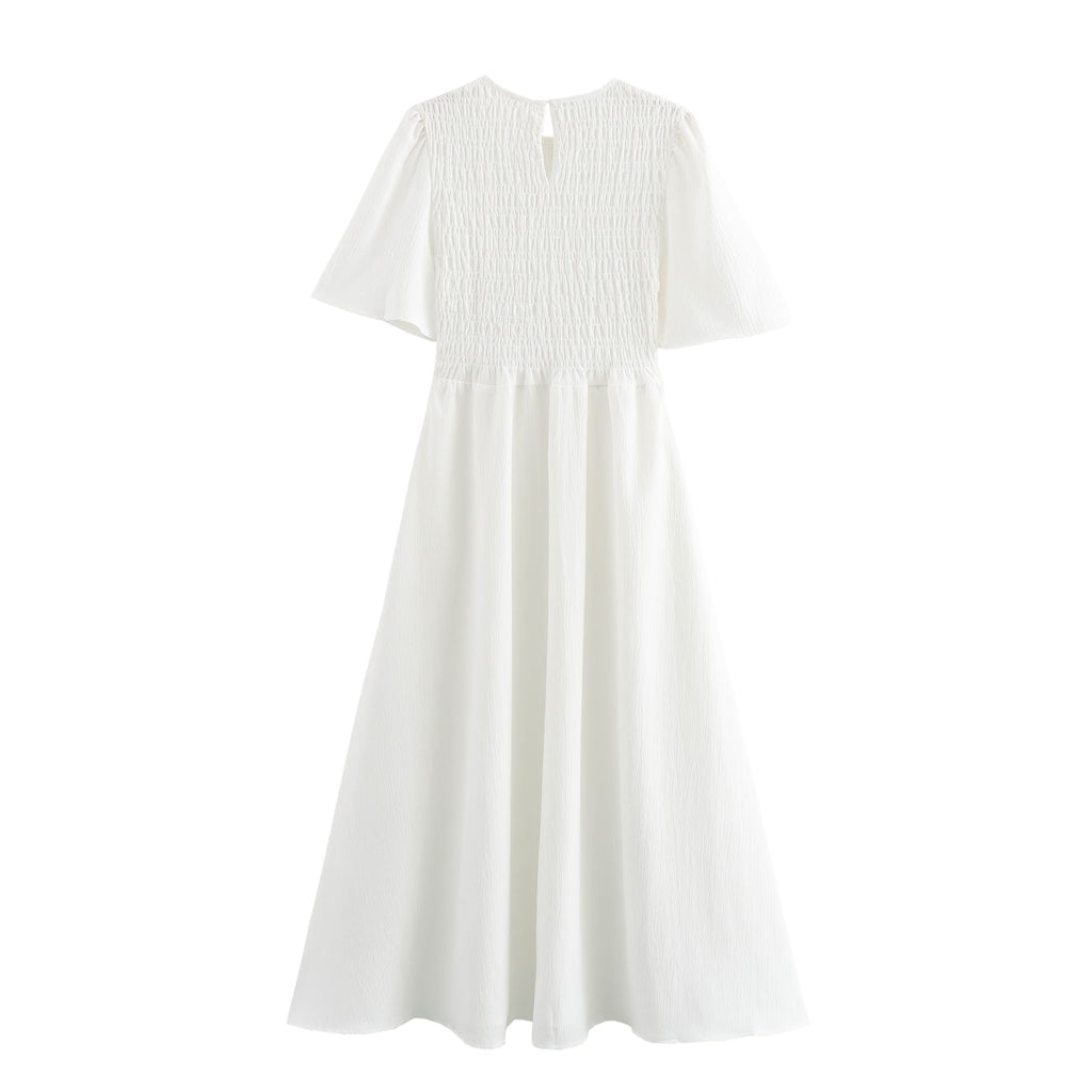 Simple Short Sleeves Print Dress