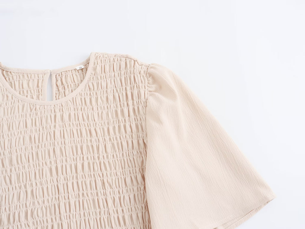 Simple Short Sleeves Print Dress