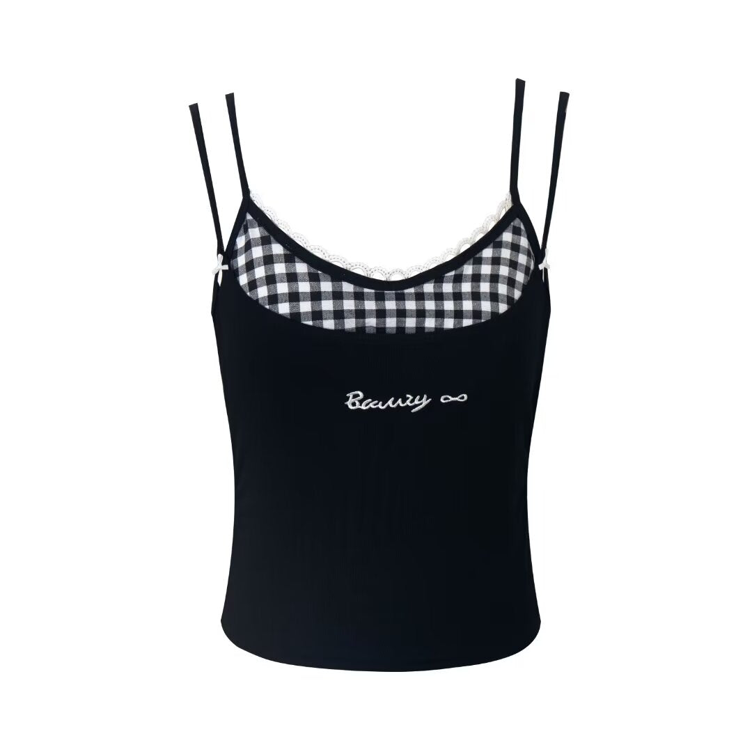 Black fake two pieces